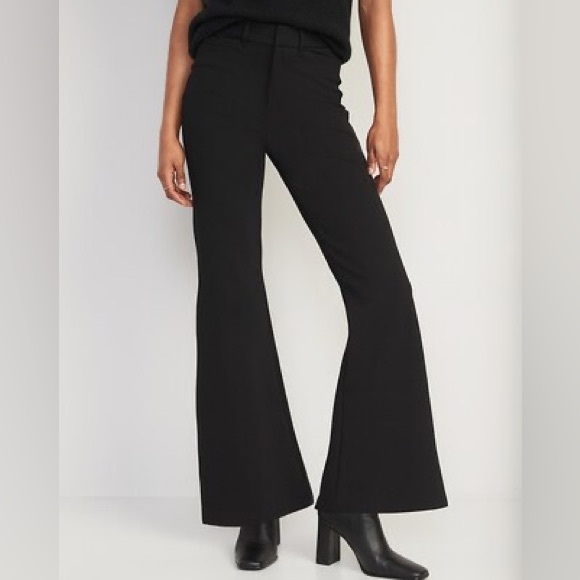 Old Navy Pants - Old Navy black flare work trousers - plus 22 petite hemmed viscose